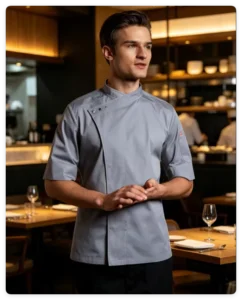 CHECKEDOUT New Style Cool Vent Fashion Style Medium Sleeve Chef Uniform Jacket and Uniforme Chef Coat and Catering Uniform
