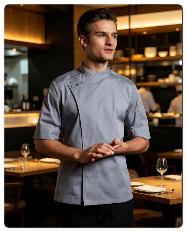 CHECKEDOUT New Style Cool Vent Fashion Style Medium Sleeve Chef Uniform Jacket and Uniforme Chef Coat and Catering Uniform