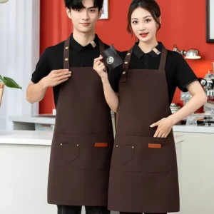 Café and RestaurantLOGOprinted Canvas Kitchen ApronComfortable Suitable ForStaff Uniforms with Metal Buckle and AdjustableDesign