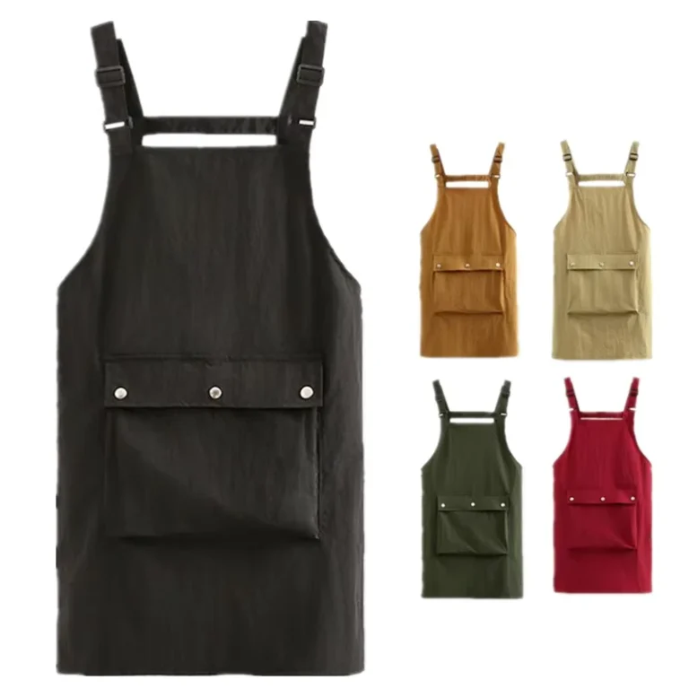Cafe-Barber-Hair-Stylist-Kitchen-Bar-Waterproof-Adjustable-Waiter-Waitress-Working-Uniform-Trendy-Aprons-Unisex-Apron
