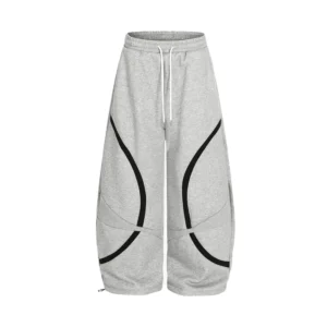 Calorie Sportswear 100% Cotton Straight Jogger Pants Loose Fit Elastic Drawstring Waist Casual Streetwear Men