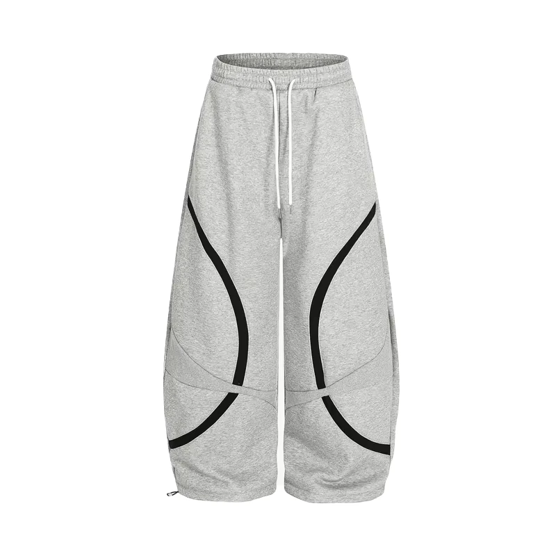 Calorie Sportswear 100% Cotton Straight Jogger Pants Loose Fit Elastic Drawstring Waist Casual Streetwear Men