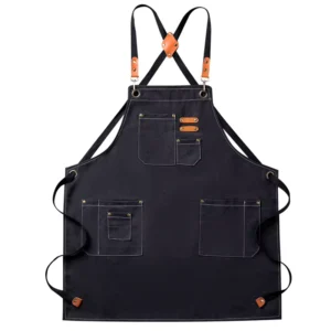 Canvas Kitchen Apron Custom Logo Cross Back Waterproof Washable Reusable Heat Resistant