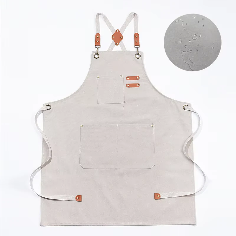Canvas Kitchen Apron High Quality Waterproof Cooking Utensils Printed Custom logo Reusable