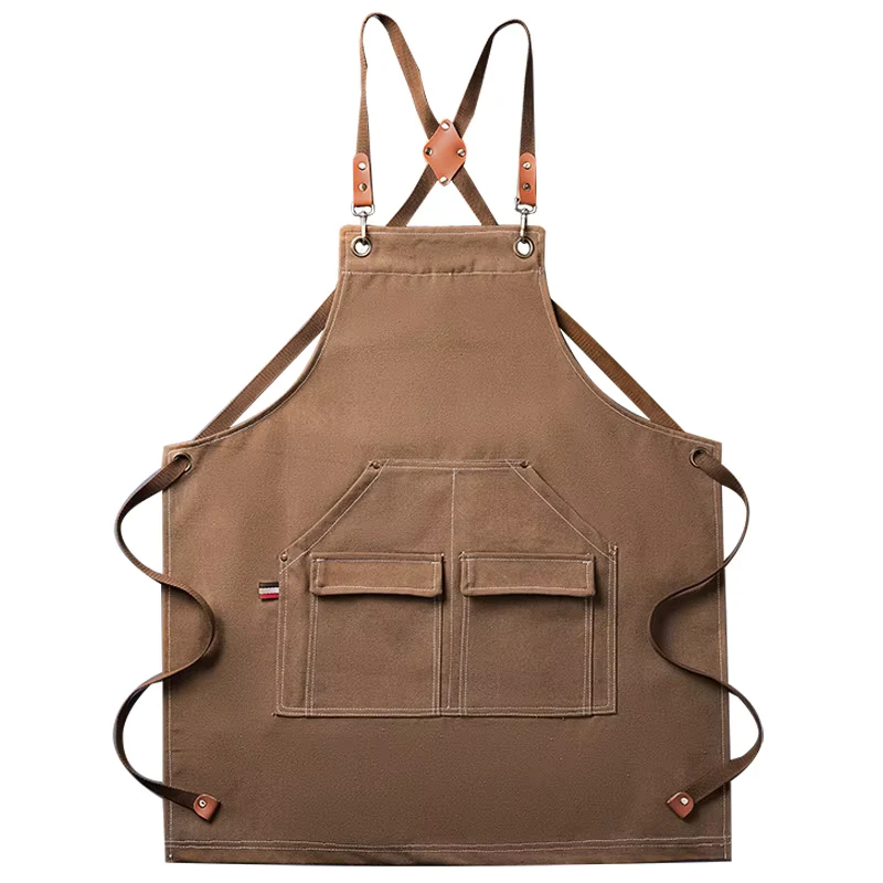 Canvas Kitchen Apron Japanese Style Reusable Waterproof Custom Logo Printed Unisex BBQ Cooking Baking Durable Washable Heat