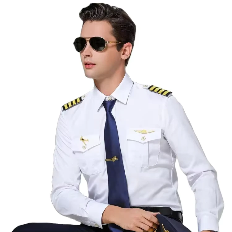 Captain's Shirt Male Pilot's Uniform Flight Attendant's Professional Short sleeve Shirt Pilot Flight Attendant Male
