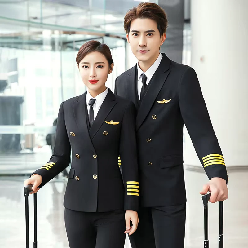 Captain's Uniform Male Pilot's Uniform Flight Attendant's Coat Suit Property Management Work Uniform