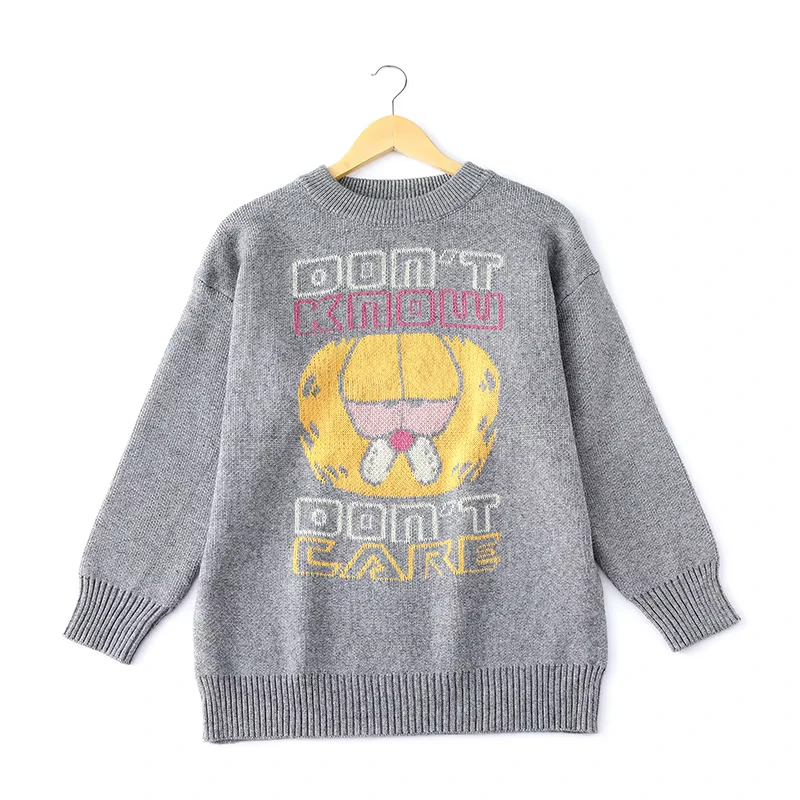 Cartoon Jacquard Harajuku Loose Thickened Sweater for Women