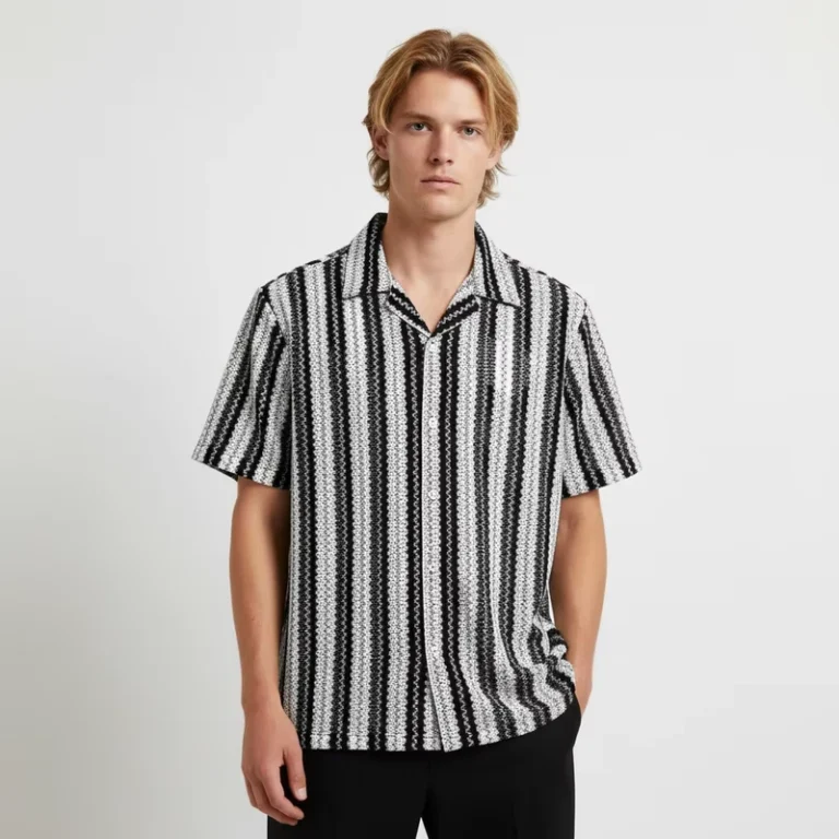 Casual-100-Polyester-Mens-Slim-Fit-Summer-Breathable-Short-Sleeve-Knitted-Anti-Wrinkle-Anti-Shrink-Dress-Shirts-OEM