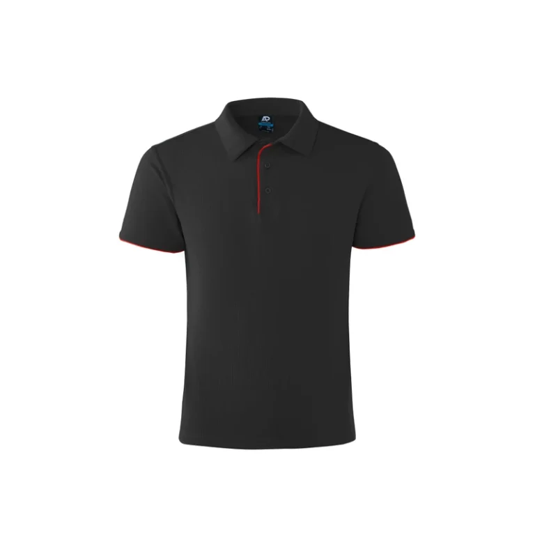 Casual-Breathable-Black-Polo-Shirt-for-Men-Spring-Autumn-Outdoor-Hiking-Golf-Playing-Sports-With-Red-Piping-Trim-Design