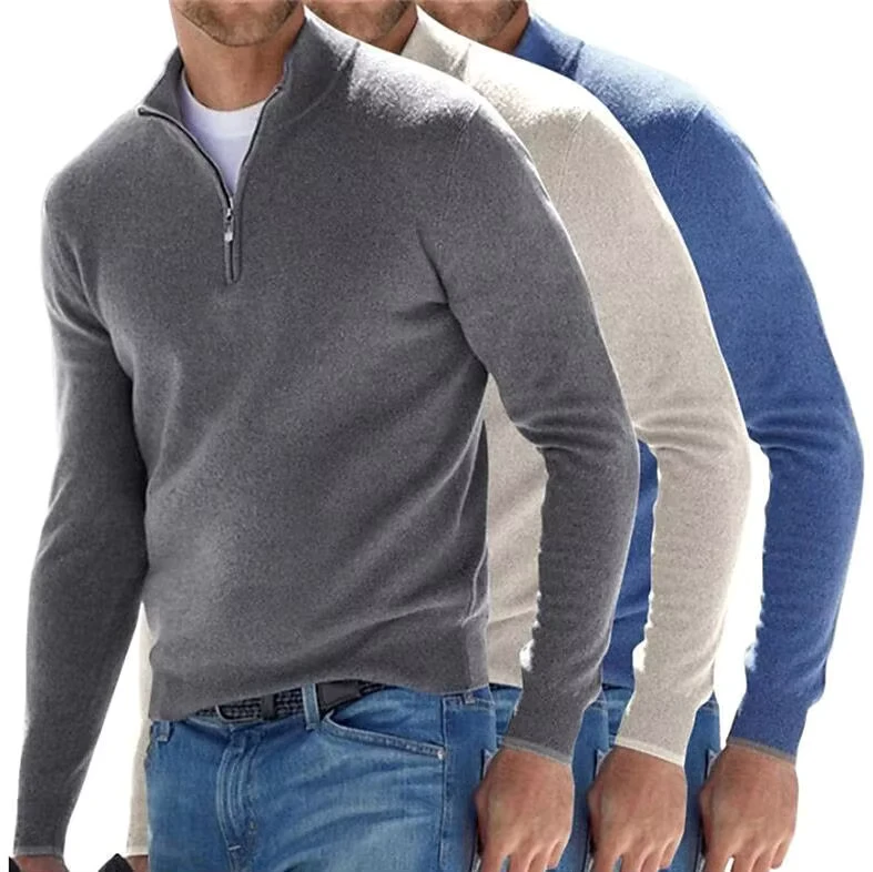 Casual Design Spring Men Long Sleeve Polyester Undershirt Soft Luxury Sweater Knit Outdoor Wear
