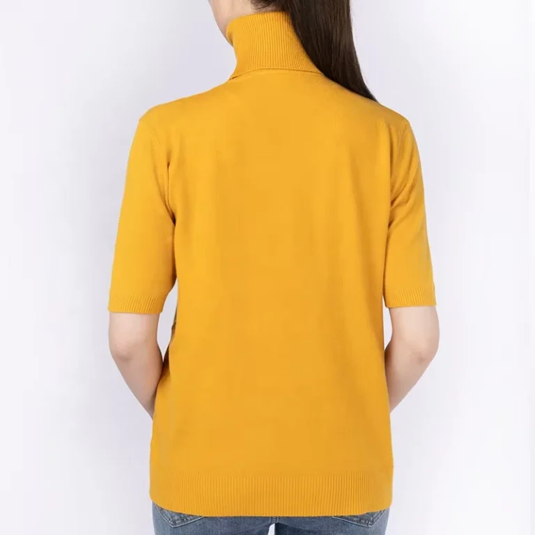 Casual-Ladies-Solid-Color-Knitted-Turtleneck-Short-Sleeved-Sweater-Shirt-High-Neck-Solid-Color-Sweater-Pullover-for-Women