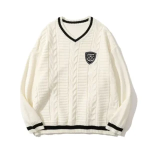 Casual Men Long Sleeve Knitted Knit Sweater Custom Academy Uniform Style Knitwear Sweater Men
