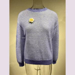 Casual Women’s Sweater with Front Logo Design Thick Knit for Winter Comfort