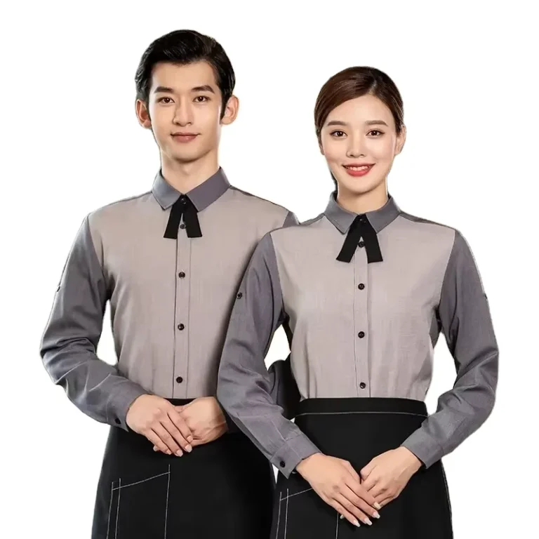 Catering-Hotel-Restaurant-bar-Cafe-logo-Custom-Waiter-Waitress-Server-Staff-Long-Sleeve-Top-Shirt-Blouse-Shirts-Uniform-Shirt
