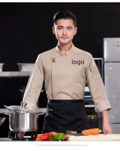 Chef Coat Multiple Colors White Grey Khaki Black Breathable Stain Resistant