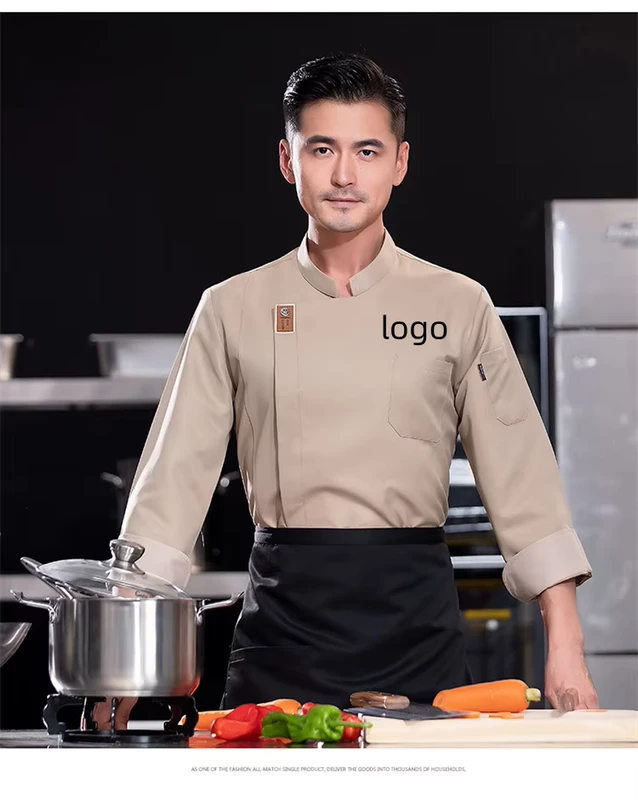 Chef Coat Multiple Colors White Grey Khaki Black Breathable Stain Resistant