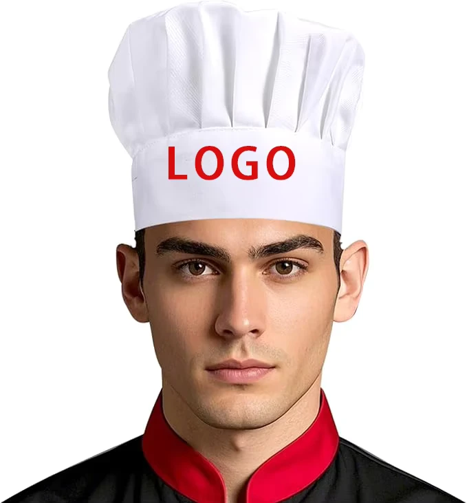 Chef Hat for Adult Adjustable Custom logo High Quality Elastic Poly Cotton Kitchen Cooking Cap Chef Hats for Unisex