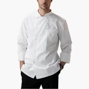 Chef Jacket Unisex Men’s Short Sleeve Classic Chef Coat with Traditional Buttons