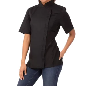 Chef Uniform Restaurant Bar Kitchen Uniforms Short Sleeve With Zip For Women Chef Jacket Chef Shirt
