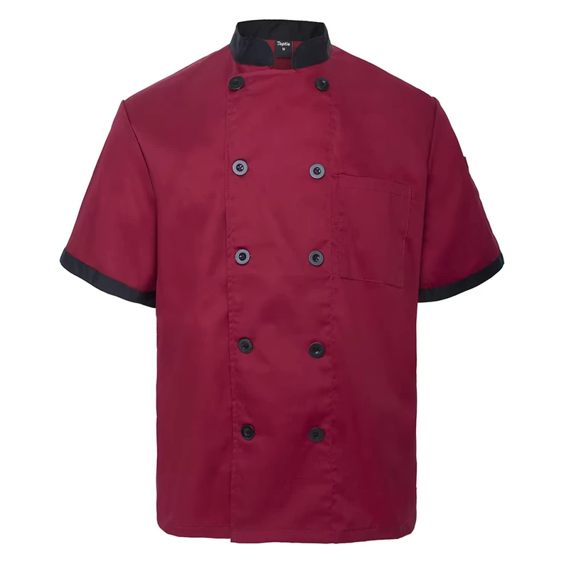 Chef Uniform Restaurant Bar Kitchen Uniforms Short Sleeve with Zip for Women Chef Jacket Chef Shirt