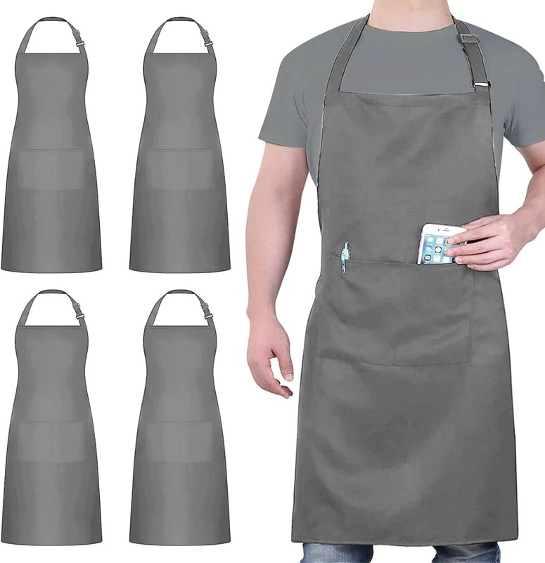 Chef Waterproof Adjustable Apron With 2 Pockets Professional Aprons For Kitchen Cooking Gardening Painting Baking Restaurant