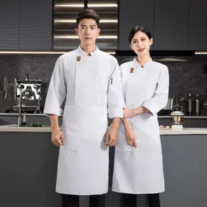 Chef Workwear for Women Men Twill Long Sleeve Catering Uniforms for Western Restaurant Baking Pastry
