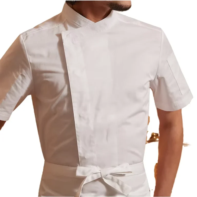 Chef-Yibang-High-End-Short-Sleeved-Summer-Canvas-Kitchen-Tops-New-Restaurant-Bar-Uniforms-for-Cooking-Baking-Hotel-Services