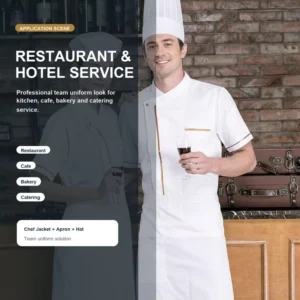 Chef and Server Uniform Set with Apron and Hat Restaurant Hotel Kitchen Staff Workwear