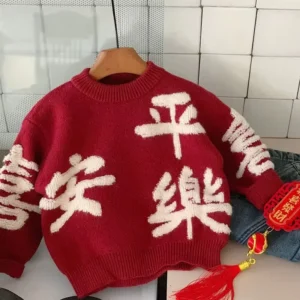 Children’s Class A Twisted Sweater Thick Men’s New Year Clothes Festive Baby Knitted Sweater