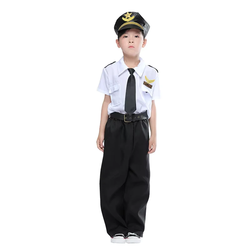 Children's Pilot Costume Set with Captain's Hat Polyester