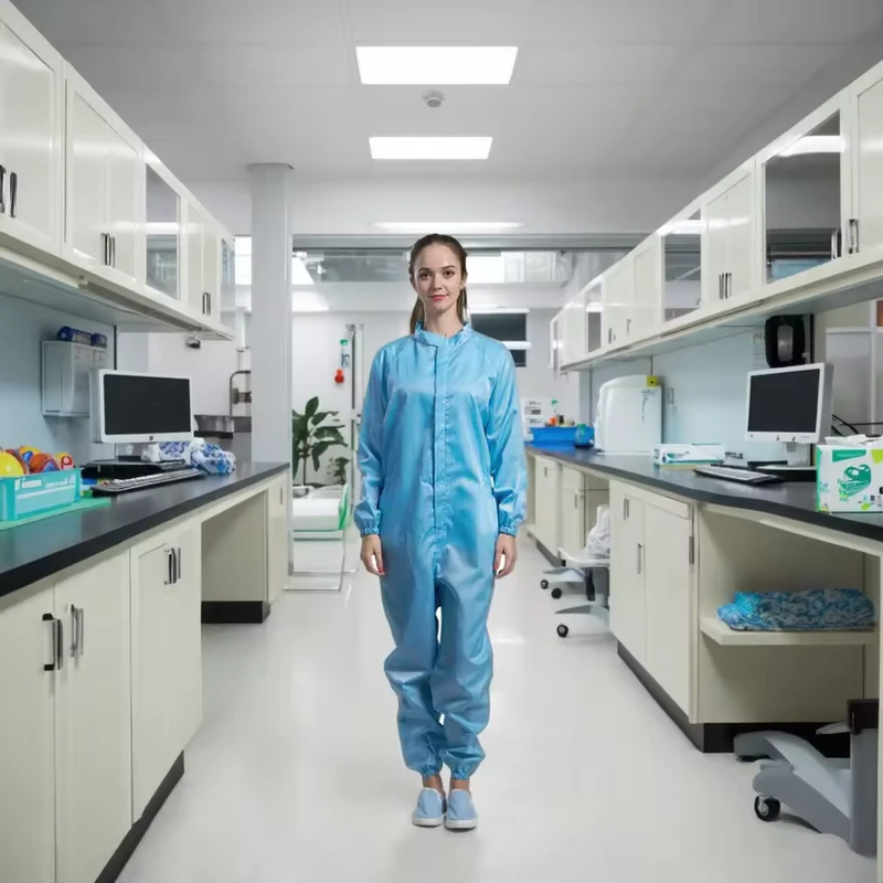 China Factory Direct Sale Clean Room ESD Garments Clean Room Coverall for Lab or Clean Room Use