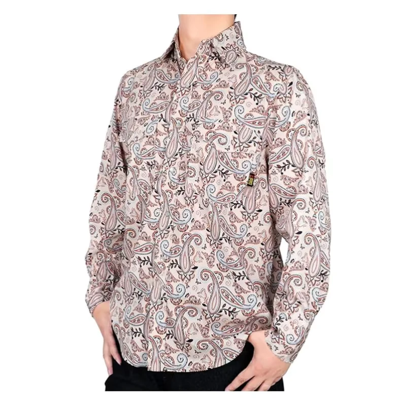 China Factory Flame Proof Apparel CAT2 Fire Retardant Paisley FRC Work Shirts