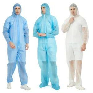 Chinese Factory Disposable 60g White Breathable Waterproof Protective Coveralls for Laboratory Use