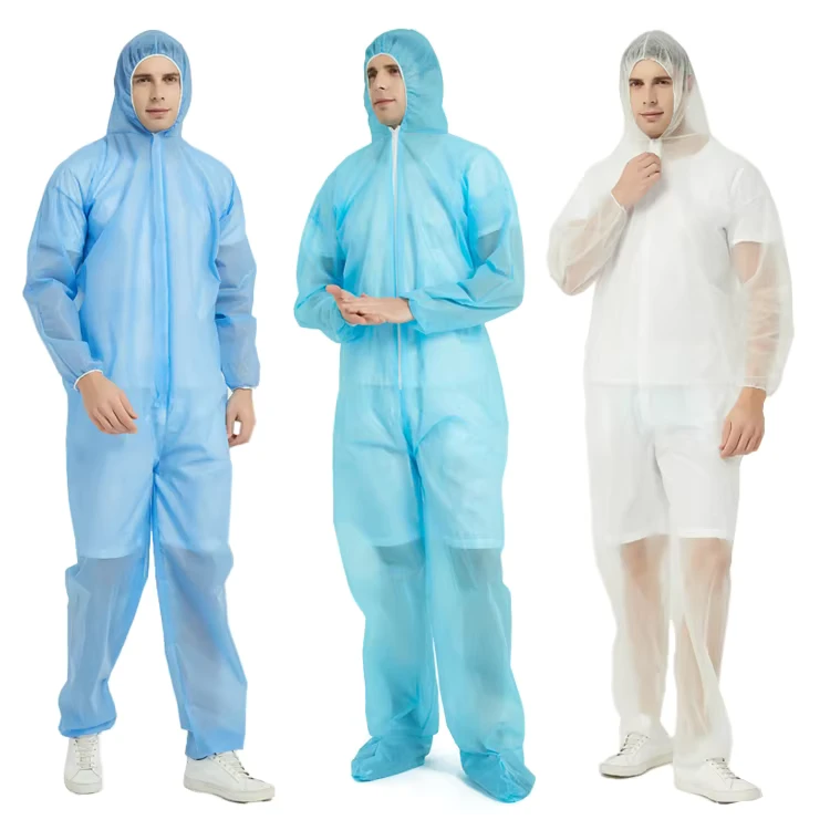 Chinese Factory Disposable 60g White Breathable Waterproof Protective Coveralls for Laboratory Use