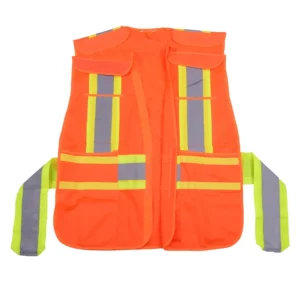 Class 2 5 Point Breakaway Hi Vis Traffic Vest Polyester Mesh Two Tone Reflective Safety Vests Canada with X Back Custom
