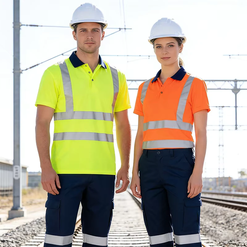 Class 2 EN20471 High Visibility Repair Mining Construction Workwear Short Sleeve Hi Vis Work Shirt Safety Reflective T Shirt