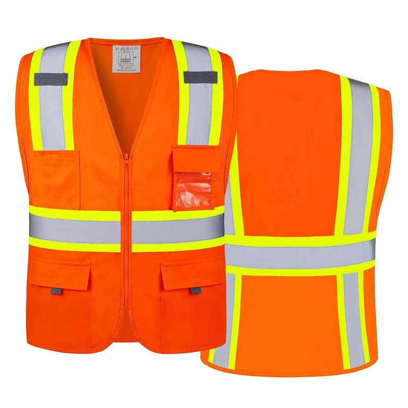 Class 2 Hi-Vis Mesh Reflective Safety Vest with Pockets