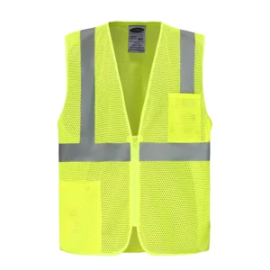 Class 2 Hi Vis Reflective Safety Vest with Zipper and Multifunctional Pockets