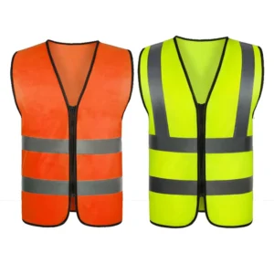 Class 2 High Visibility Zipper Front Safety Vest with Reflective Strips Meets ANSI/ISEA Standard