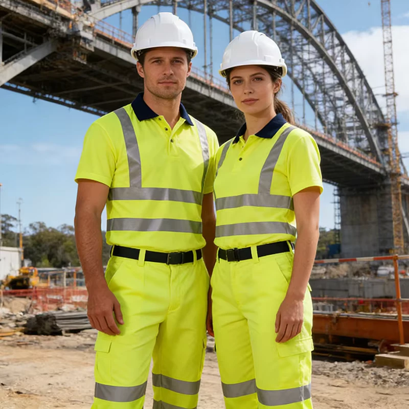 Class 2 OEM ODM High Visibility Reflective Worker Clothes Custom Short Sleeve Safety Construction Workwear Uniform Work Shirts