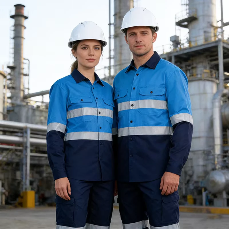 Class 3 EN20471 Worker Workwear Mechanics Construction Traffic Coal Oil Gas High Visibility Uniform Hi Vis Work Shirt