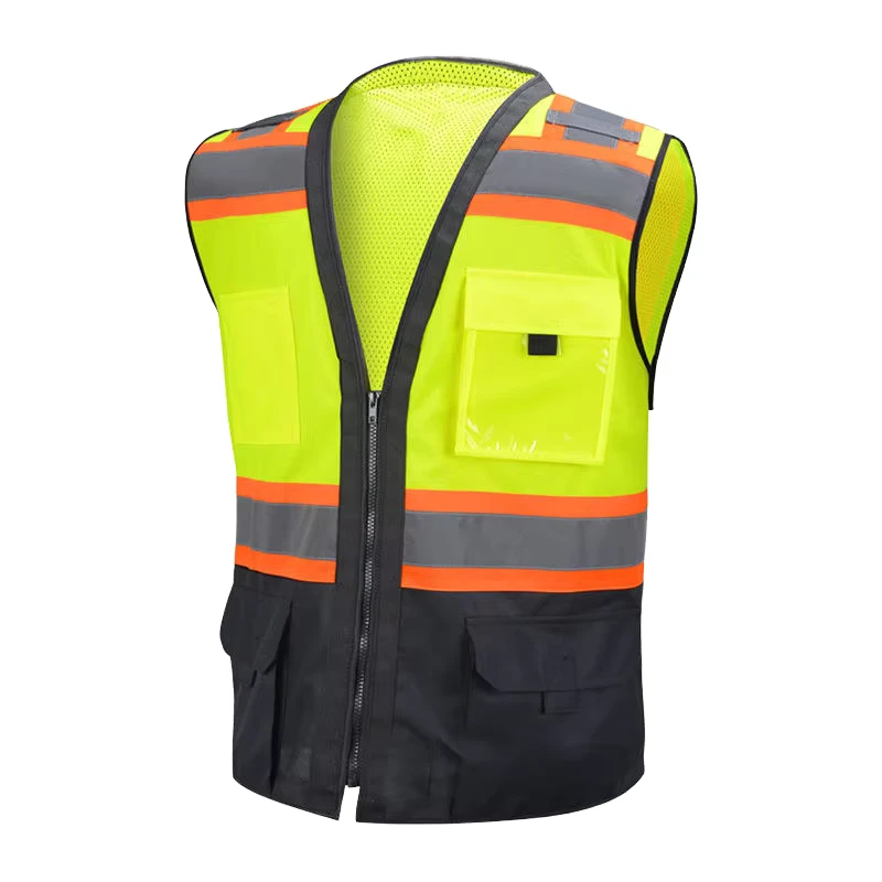 Class 3 High Visibility Reflective Safety Vest Waterproof Multiple Pockets Workwear