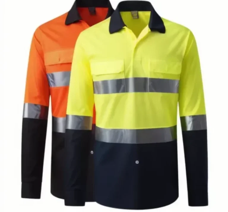 Class-D-Hi-Vis-Two-Tone-Long-Sleeve-Polo-Safety-Work-Shirt-Reflective-High-Visibility-Construction-Road-Workwear-Custom-Logo