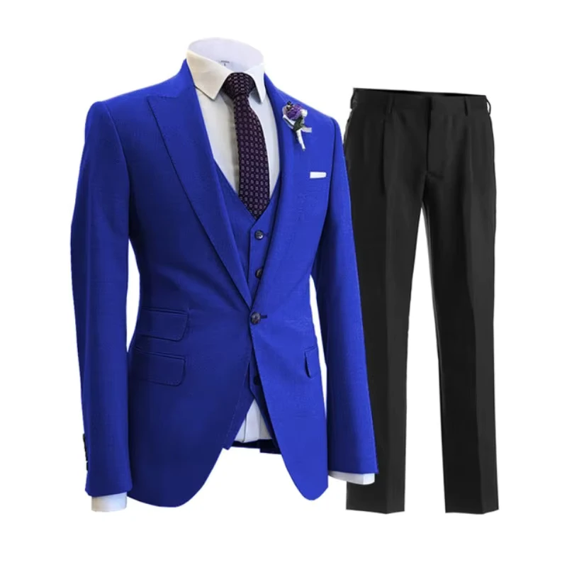 Classic Peaked Lapel Men Suits for Wedding Blazers 3 Pieces Business Terno Masculino Slim Fit Male Tuxedos Groom Wear Prom