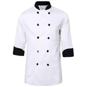 Classic Restaurant Kitchen Cook Uniform Unisex Short Sleeve Double Breasted Chef Jacket Coat