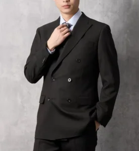 Classic Slim Fit Double Breasted Suit Peak Lapel Business Formal 140 Yarn Wool Plus Size Customized for Men Suit