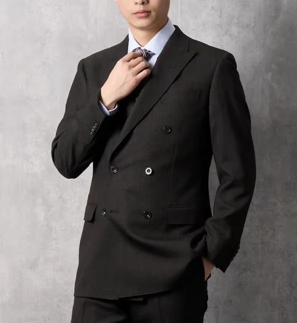 Classic-Slim-Fit-Double-Breasted-Suit-Peak-Lapel-Business-Formal-140-Yarn-Wool-Plus-Size-Customized-for-Men-Suit