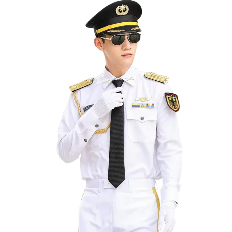Classic-White-Customized-Security-Guard-Uniform-Men-Shirts-Polyester-Viscose-Workplace-Daily-Use