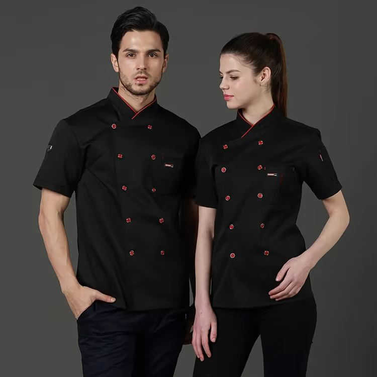 Classical Design Short Sleeve Custom Logo Unisex Cook Uniform Hotel Restaurant Chef Jacket